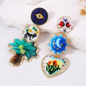 🆕️ Zara Multicolor Enamel Charm Earrings NWOT